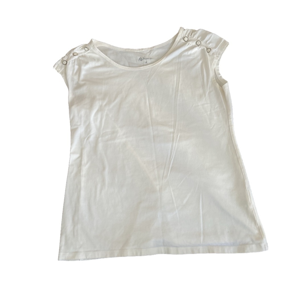 Women's Reitmans White Sleeveless Shirt with Button Detail Size Large